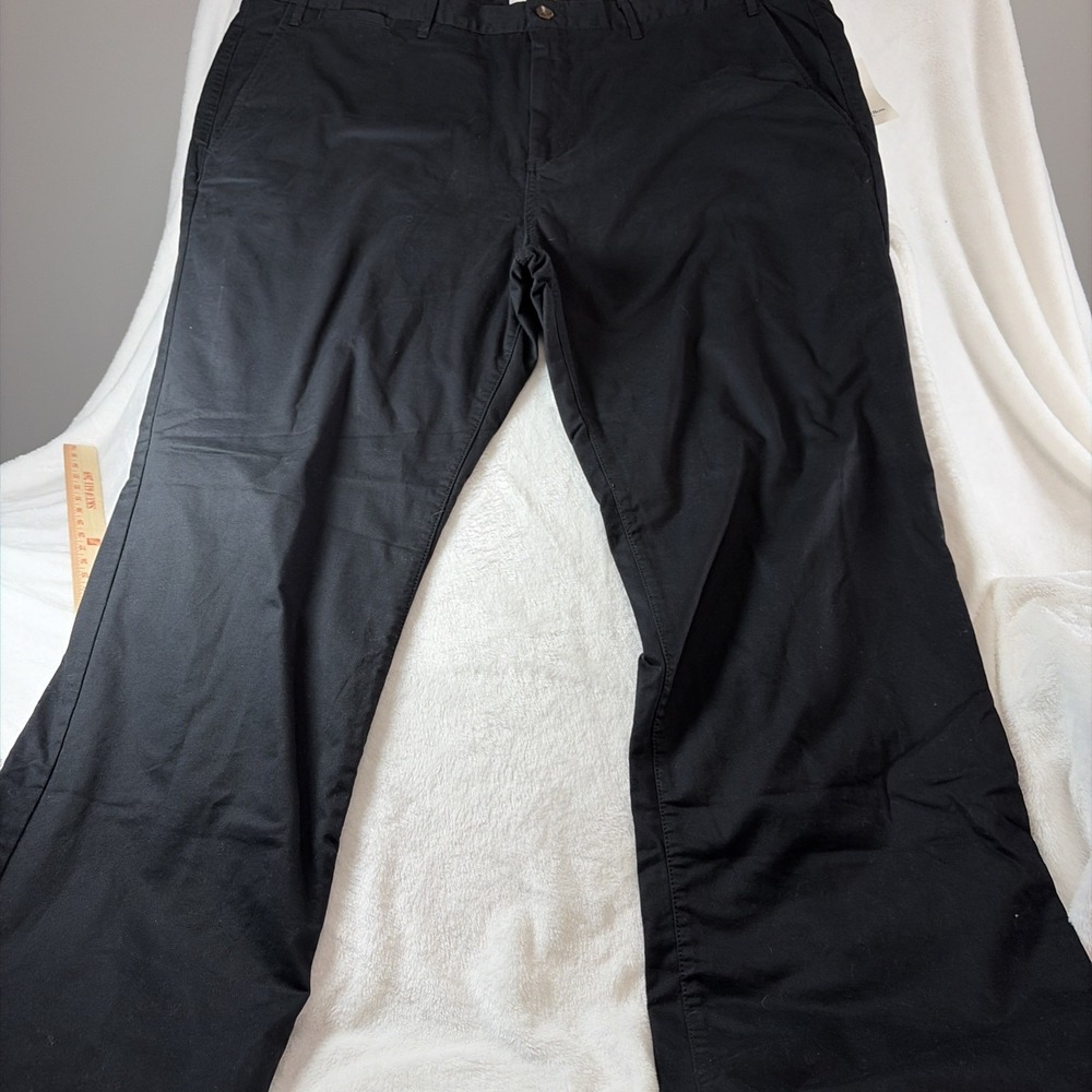 Men's Big and Tall FLANNEL-LINED CHINO PANTS Black Goodfellow & Co 48x32 NWT